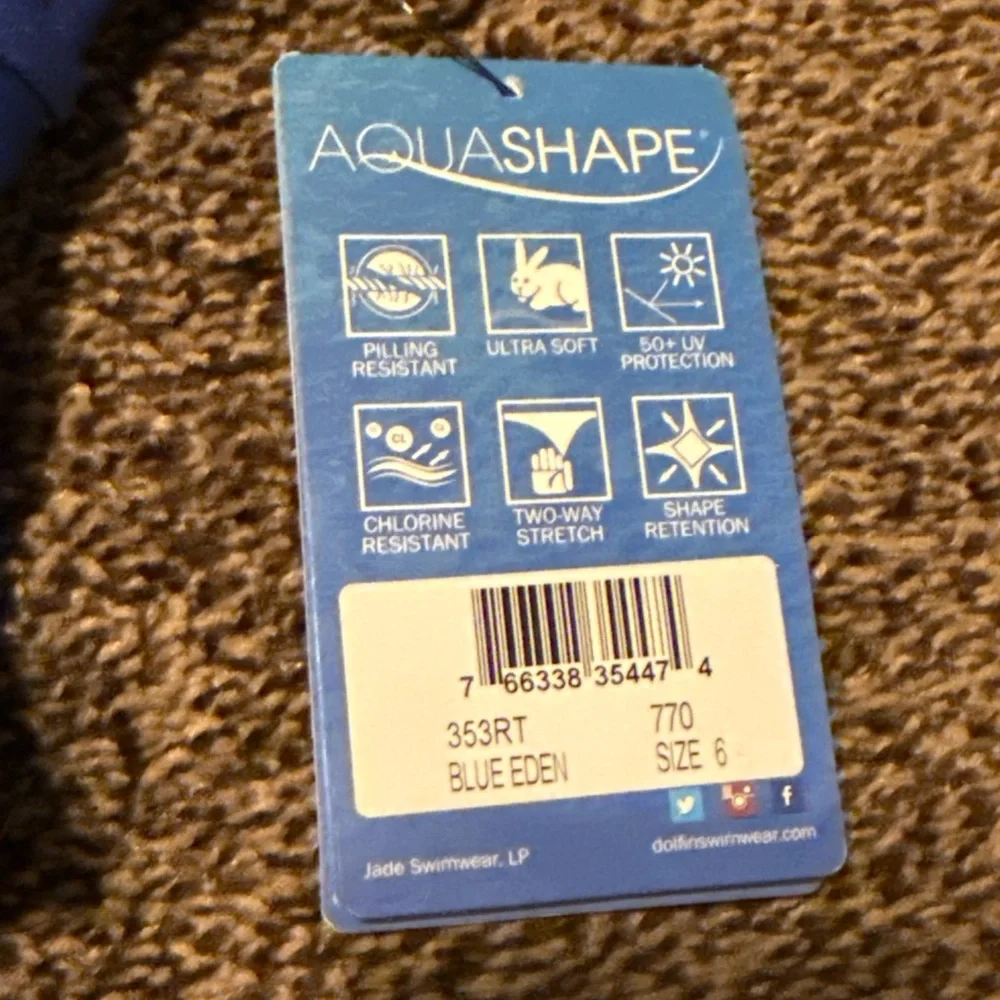 NWT Dolfin Aquashape Removeable Cups Tummy Control Blue‎ Eden Size 6 Swimsuit
